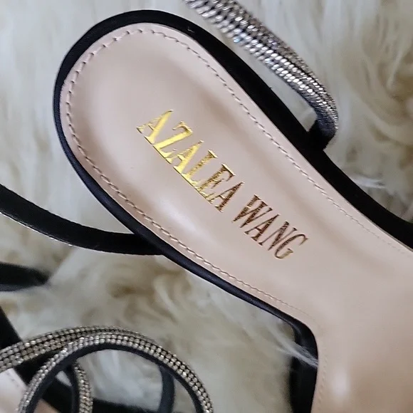 AZALEA WANG Black and Silver Strappy Heels - Picture 2 of 7